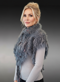 Hand knit Eclectic Cowl, charcoal gray faux fur luxury boho huntress cowl