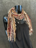 Boho style scarf in autumn burgundy brown tan, funky scarves