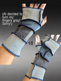 Fabric knit upcycled arm warmers, wrist cuffs, fabric fingerless gloves, upcycled sweater sleeves, arm warmers, Glovies - fingerless mittens