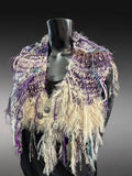 Luxury artwear fringe cowl with clasp and charms, Indie fashion, boho cowl, larp accessories