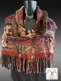 Hand Woven cowl with art yarns, indie shawl, bohemian scarves, luxury shoulder wrap