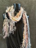 Fringie Yarn Scarf in cream pink black, boho fashion