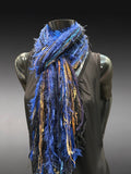 Boho style Scarf in Electric Blue Tan, Indie fashion