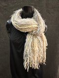 Bohemian style fashion Scarf in neutrals cream white, cowgirl fashion