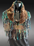 Luxury fur poncholette with clasp, couture avant garde fashion, game of thrones collar