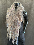 Knit Fur Taupe poncholette, Fringed shoulder wrap with faux fur, luxury fur knit capulet,