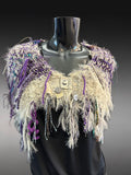 Luxury artwear fringe cowl with clasp and charms, Indie fashion, boho cowl, larp accessories