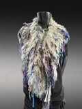 Bohemian style faux Fur wrap with fringe, luxury fur knit capulet, Fiber Art Wrap