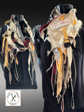 Couture One-of-a-Kind Sculptural Wearable Art Scarf in Mustard Black Beige | Handmade Fiber Art chunky cowl scarf