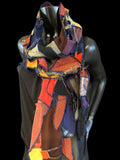 Hippie couture eclectic scarf, vibrant color scarf, bohemian fashion