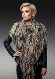 Poncho in neutral colors, Boho hippie fringed Poncho, shoulder wrap