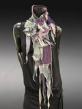 Street style Boho Statement Scarf– Post-Apocalyptic avant garde gray lavendar Textile Art Scarf (Copy)