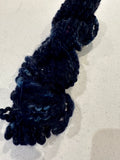 Hand spun chunky yarn, navy blue knitting yarn