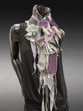 Street style Boho Statement Scarf– Post-Apocalyptic avant garde gray lavendar Textile Art Scarf (Copy)