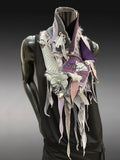 Street style Boho Statement Scarf– Post-Apocalyptic avant garde gray lavendar Textile Art Scarf (Copy)