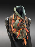 Boho couture fabric scarf, eco-friendly fashion, pop culture scarf