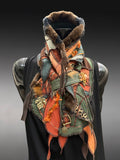 Boho couture fabric scarf, eco-friendly fashion, pop culture scarf