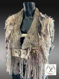 Luxury fur poncholette with clasp, couture avant garde fashion, game of thrones collar