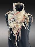Bohemian style couture ivory and blush pink neck cowl, eco-friendly fashion