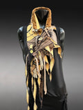 Street style Boho Statement Scarf– Post-Apocalyptic avant garde mustard yellow Textile Art Scarf
