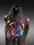 Boho couture fabric scarf, eco-friendly fashion, pop culture scarf