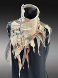 Bohemian style couture ivory and blush pink neck cowl, eco-friendly fashion