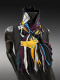 Bold jewel tone and black couture eco-friendly fabric scarf, avant garde scarf (Copy)