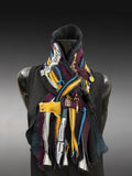 Bold jewel tone and black couture eco-friendly fabric scarf, avant garde scarf (Copy)