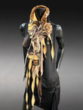 Street style Boho Statement Scarf– Post-Apocalyptic avant garde mustard yellow Textile Art Scarf