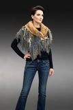 Diagonal fur collar - slim model with jeans