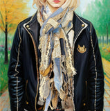 Eco-friendly Eclectic scarf - Jean blue and gray scarf