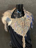 Luxury knit artisan fringe cowl with snaps, Indie capulet, bohemian inspired fashion