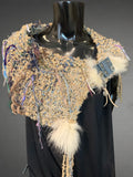 Luxury knit artisan fringe cowl with snaps, Indie capulet, bohemian inspired fashion