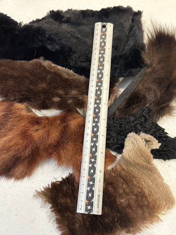 Salvaged Upcycled Mixed Species Fur Scraps - Fox, Muscrat, Beaver, Mink - Fur Coat Upcycle