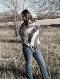 Poncho, Gray taupe jean blue bohemian inspired knit Poncho,Bohemianstevie nicks style