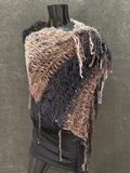 Poncho, Brown taupe bohemian knit Poncho, tribal shoulder wrap, stevie nicks style