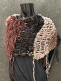 Poncho, Brown taupe bohemian knit Poncho, tribal shoulder wrap, stevie nicks style