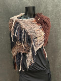 Poncho, Brown taupe bohemian knit Poncho, tribal shoulder wrap, stevie nicks style