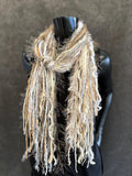 Fringie Yarn Scarf in winter white, handmade long Scarf, boho fashion