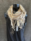 Fringie Yarn Scarf in winter white, handmade long Scarf, boho fashion