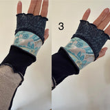 Fabric knit upcycled arm warmers, wrist cuffs, fabric fingerless gloves, upcycled sweater sleeves, Katwise arm warmers, fingerless mittens