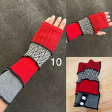 Fabric knit upcycled arm warmers, wrist cuffs, fabric fingerless gloves, upcycled sweater sleeves, Katwise arm warmers, fingerless mittens