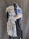 Hand knit Bohemian knit Scarf 'Winter White', knit ivory extra long