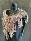 Luxury knit artisan fringe cowl with snaps, Indie capulet, bohemian inspired fashion,