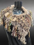 Luxury knit  fringe cowl with clasp, Indie capulet, bohemian inspired fashion