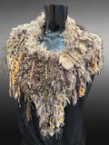 Luxury knit  fringe cowl with clasp, Indie capulet, bohemian inspired fashion