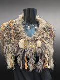 Luxury knit  fringe cowl with clasp, Indie capulet, bohemian inspired fashion