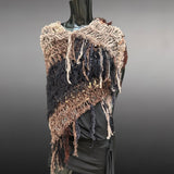 Poncho, Brown taupe bohemian knit Poncho, tribal shoulder wrap, stevie nicks style