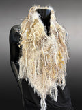 Luxury women poncho, Fur poncholette, Knit fringed winter white cowl with fringe