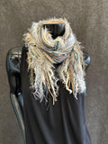 Fringie Yarn Scarf in winter white, taupe cream Beige Scarf, boho fashion, fringe scarf